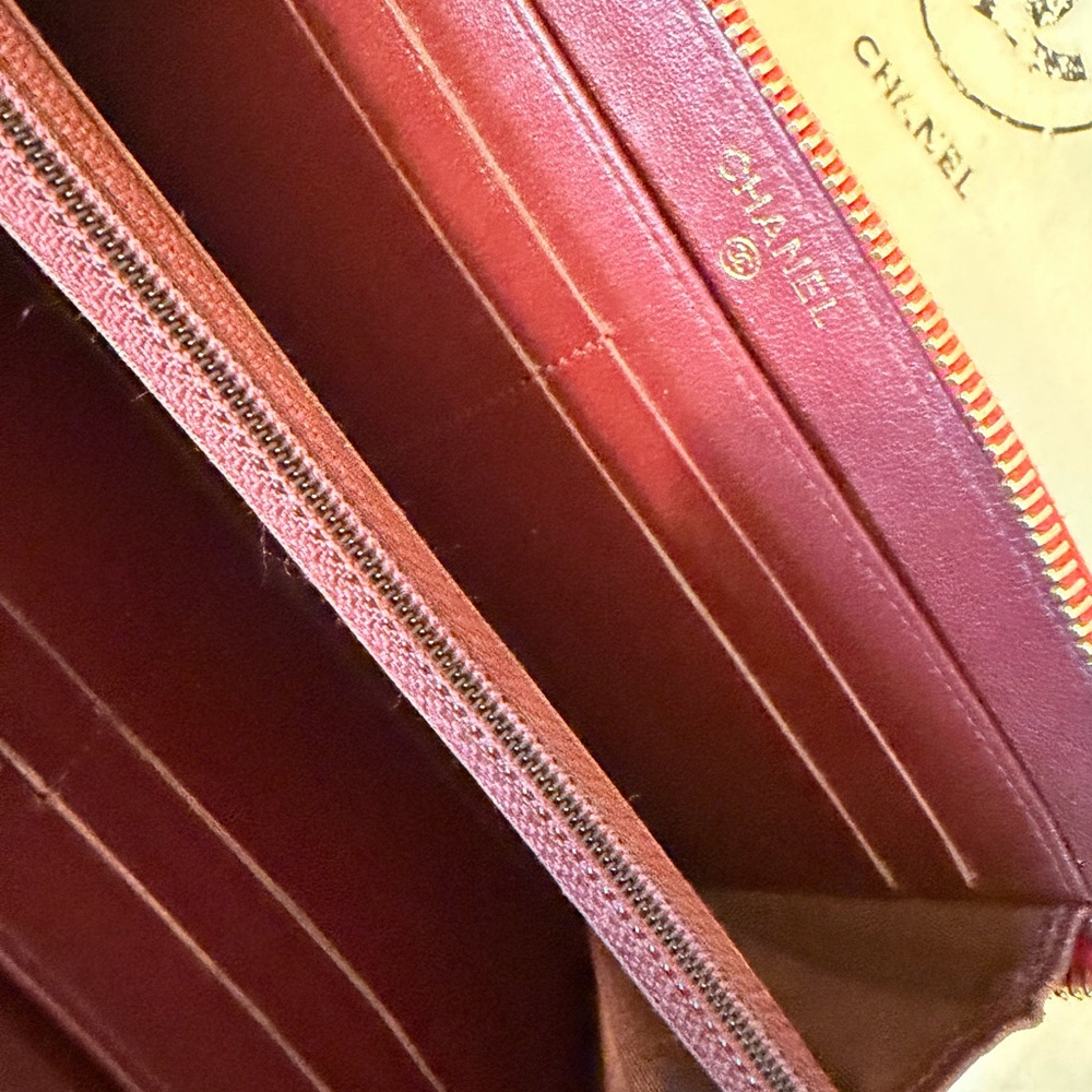CHANEL Mademoiselle Coco Mark Zip Around Wallet in Red - Picture 13 of 16